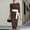 Coffee, variant on 3/4 Sleeve Dresses for Women Midi Summer Polka Dot Casual Bodycon Dress with Tie Belt Slim Fit Elegant Crew Neck Dresses