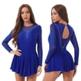 thumbnail image 7 of Aislor Womens Shiny Rhinestone Mesh Figure Ice Skating Dress Lyrical Dance Costume Gymnastic Leotard, 7 of 7
