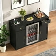 thumbnail image 2 of Herture Mini Fridge Cabinet,Coffee Bar Cabinet with Fridge Space & Wine Storage with Outlet,Fits 24" Fridge,Mini Fridge Stand,Buffet Sideboard Table Wine Cabinet for Kitchen Dining Room Black KH04MRB, 2 of 9