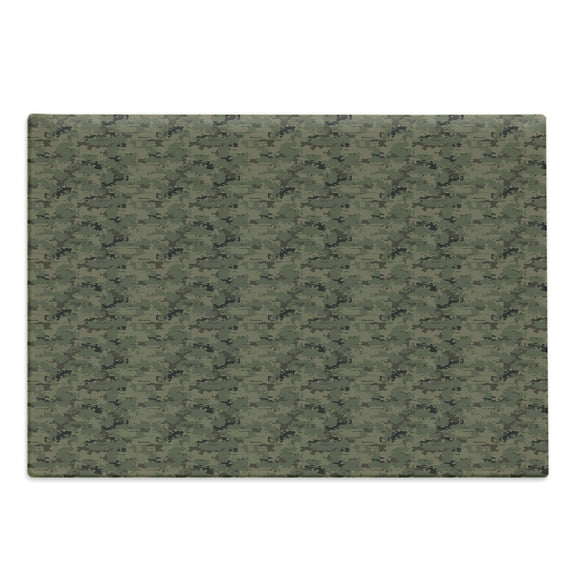 Camouflage Cutting Board, Digital Pixel Design Repeating Camo Pattern, Decorative Tempered Glass Cutting and Serving Board, in 3 Sizes, by Ambesonne