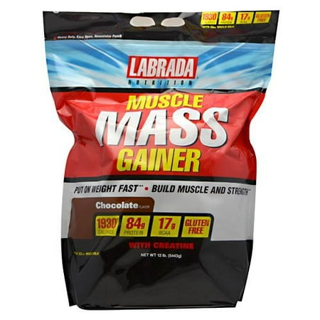 Labrada Nutrition Muscle Mass Gainer Chocolate - 12 lb (Best Weight Gainer For Men)