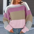 thumbnail image 5 of Women's Oversized Striped Cropped Sweater Casual Knit Pullover Top, 5 of 8