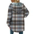 thumbnail image 5 of Winter Plaid Jackets for Womens Fashion Plus Size Lattice Splice Pocket Buttons Long Sleeve Casual Hooded Coat Outwears, 5 of 7