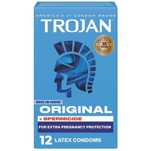 Trojan Original Plus Spermicide Latex Lubricated Condoms for Men, 12 Count