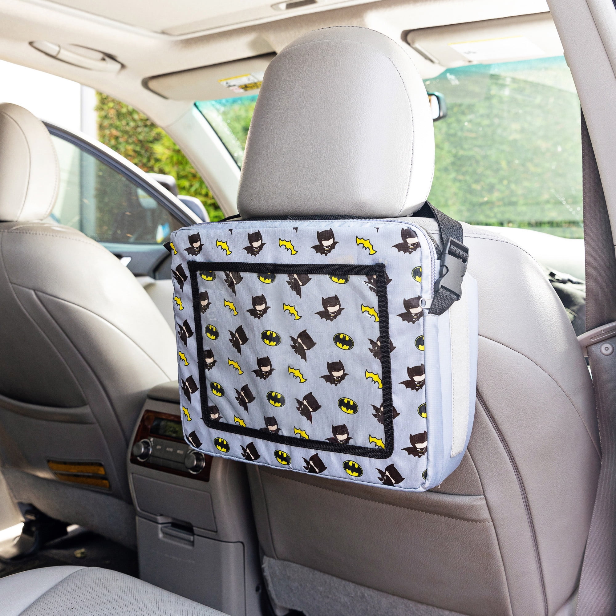 J.L. Childress 3-IN-1 Kids Travel Tray & Tablet Holder - Car Seat Lap Tray Desk for Toddlers, Road Trip Essentials - DC Comics, Batman