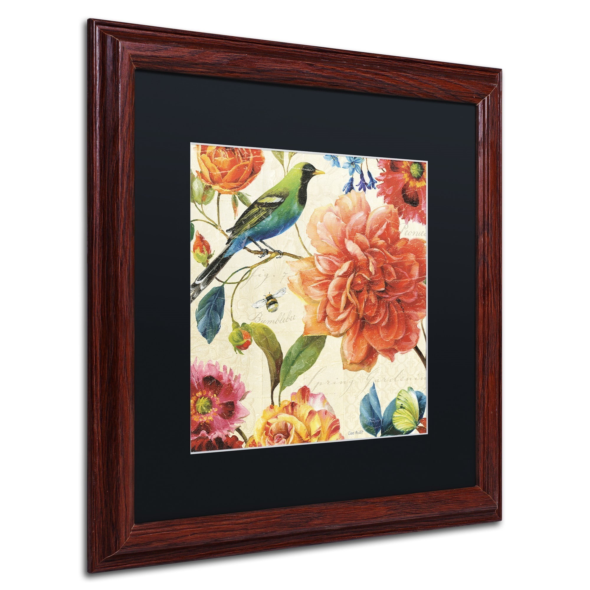 Trademark Fine Art "Rainbow Garden II Cream" Canvas Art by Lisa Audit, Black Matte, Wood Frame