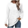 thumbnail image 2 of Fnooota Women's Sweatshirt, Loose Casual Knitted Crew Neck Plus Size Long Sleeve White ,2XL, 2 of 5