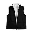 thumbnail image 5 of DISKEBUISS Women's Sherpa Lined Puffer Vest Stand Collar Full Zip Quilted Gilet with Pockets for Fall Winter, 5 of 8