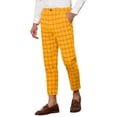 thumbnail image 4 of INSPIRE CHIC Plaid Dress Pants for Men's Flat Front Tapered Cropped Checked Trousers 36 Yellow, 4 of 5