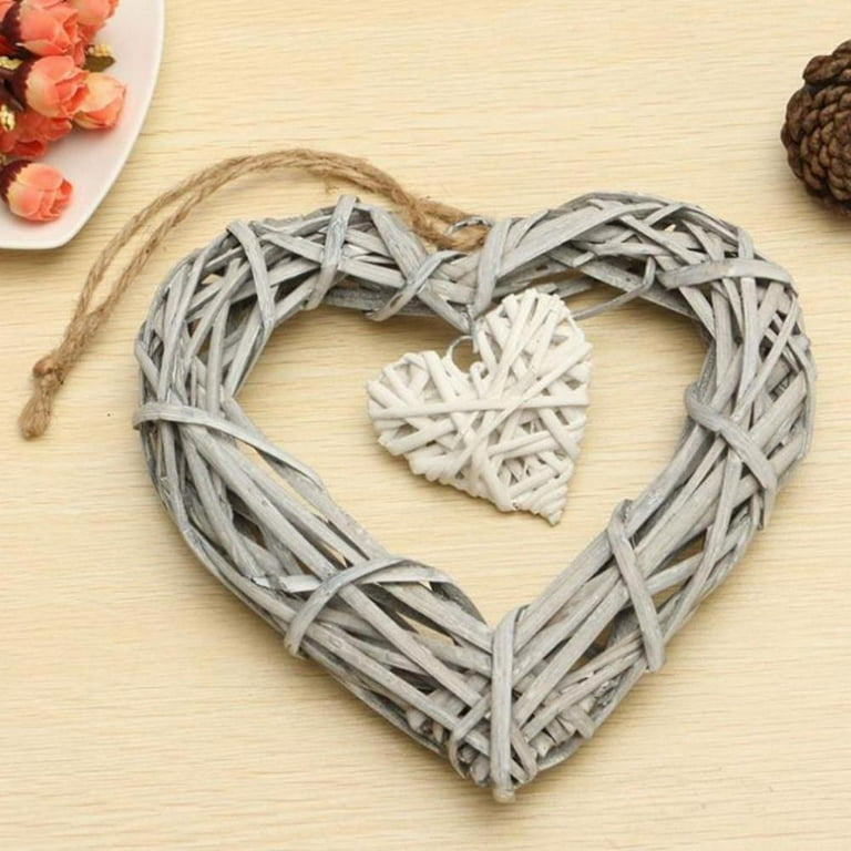 Synthetic Resin Wicker Heart Shaped Hanging Ornament Wreath Rattan Party  Decor 