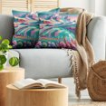 thumbnail image 5 of Ambesonne Lake Throw Pillow Cover 2 Pack, Flowery Meadow Mountain Scene, 24", Teal Pastel Pink Indigo, 5 of 7