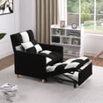 thumbnail image 3 of Triple Tree Stylish Teddy Fabric Convertible Sleeper Sofa Chair Bed with Pillow Black/White, 3 of 8