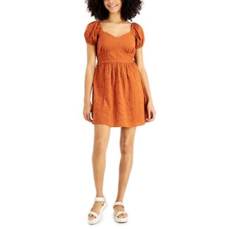MSRP $79 Dizzy Lizzy Eyelet Tie-Back Cotton Dress Orange Size XS