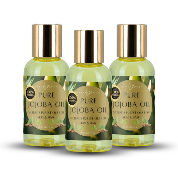 100% Pure Jojoba Oil – Cold Pressed, Unrefined, Hydrating Oil for Face, Hair & Scalp | 3 packs by LatherGreen