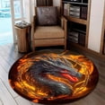thumbnail image 3 of Abstract Swirl Round Area Rug, colorful painterly circle carpet for living room, media room or office, soft washable non-slip floor mat, bold artistic décor statement, 3 of 6