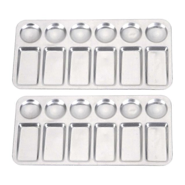 2 Pcs Metal Tray Watercolor Paint Case Painting Pigment Tray Art Paint Tray Watercolor Tin