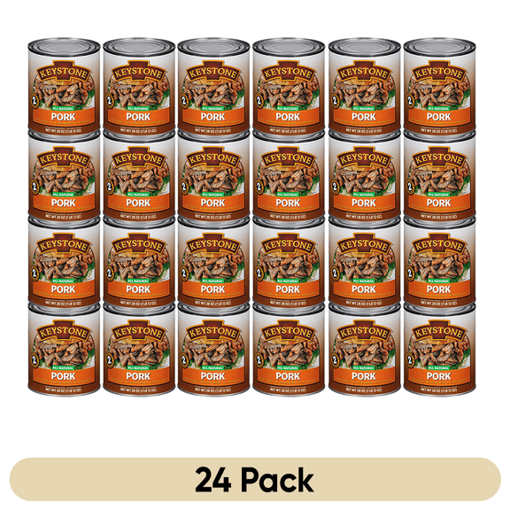 (24-Pack) Keystone All Natural Canned Pork Meat, 28 oz – Ready to Eat Canned Meat for Emergency Food Storage, Camping, Hiking & Survival