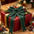 thumbnail image 6 of Lilixerw Woven Ribbon Christmas Bow, Dark Green Multi Loop Bow With Metallic Edge Trim, 5.11x7.08 Inch, for Tree Wreath Stair Garland Mantel Decoration, 6 of 6