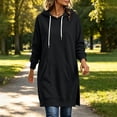 thumbnail image 2 of Xaqiouau Womens Hooded Sweatshirt Dress Long Sleeve Pullover Hoodie Dress Casual Loose Tunic Dress with Kangaroo Pocket Fall Winter Outfit, 2 of 7
