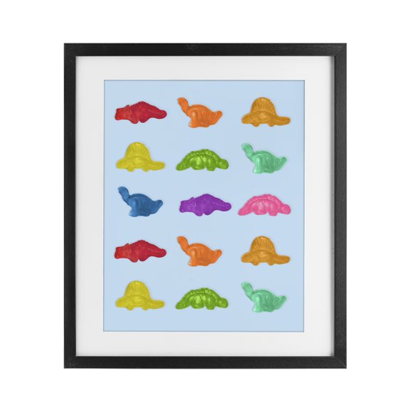 Stupell Industries Cottage Colorful Dinosaur Candies Black Framed Print Under Glass, 13 x 16, by LISH Creative