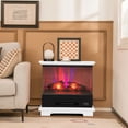 thumbnail image 2 of Amijoy 27" Electric Fireplace Heater, Freestanding Fireplace Stove With Remote Control, 7 Flame Colors, Overheat Protection, 2 of 7
