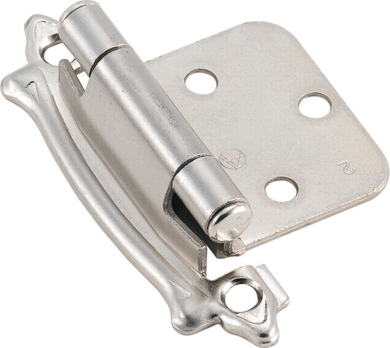 Amerock Variable Overlay Self-Closing, Face Mount Sterling Nickel Hinge - 1 Pair