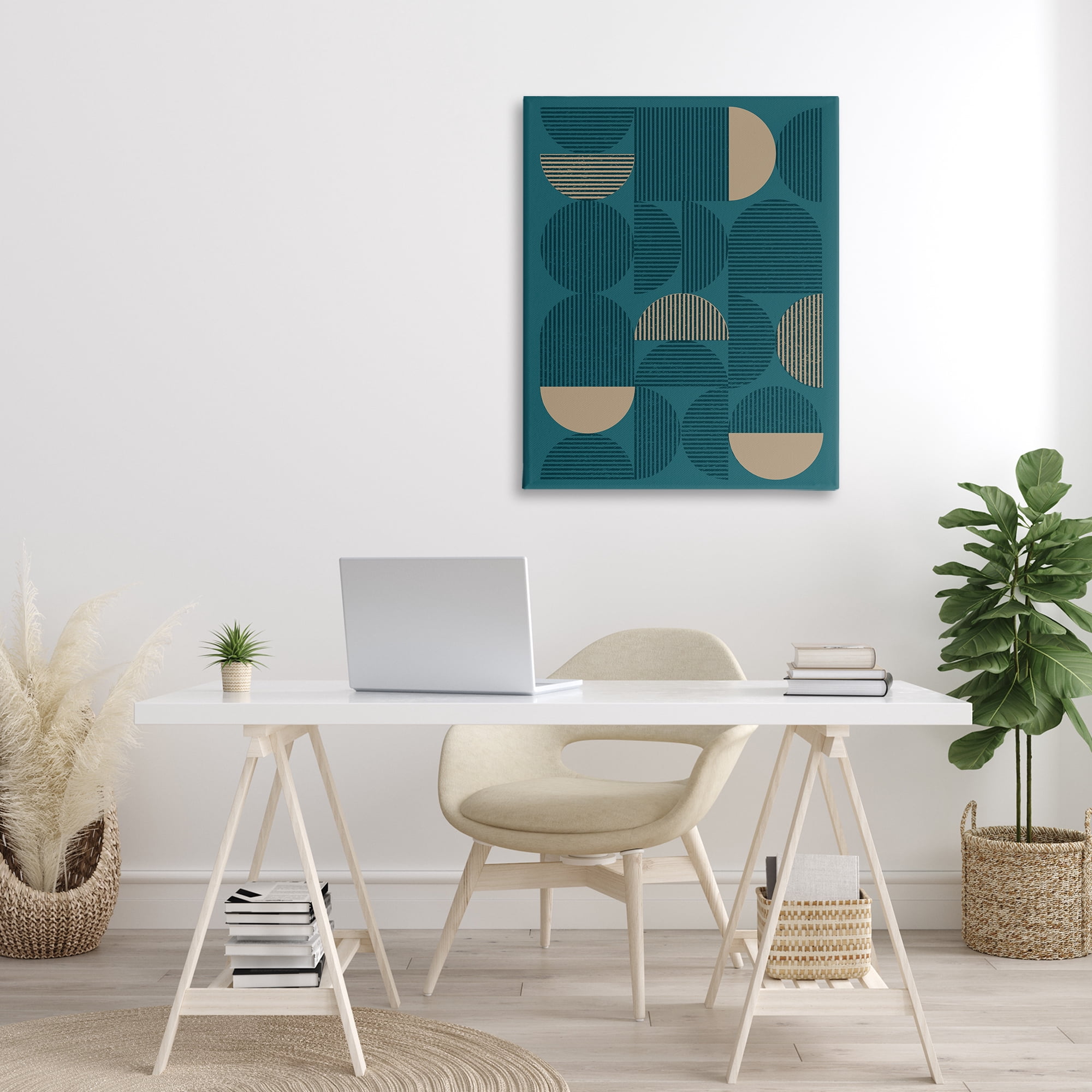 Stupell Industries Blue Modern Arch Shapes Abstract Painting Gallery Wrapped Canvas Art Print Wall Art, 30 x 40