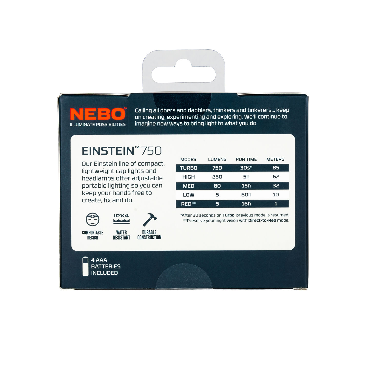 NEBO Einstein 750 Lumen Compact Rechargeable Easy Tilt Turbo Mode Headlamp  Walmart Canada