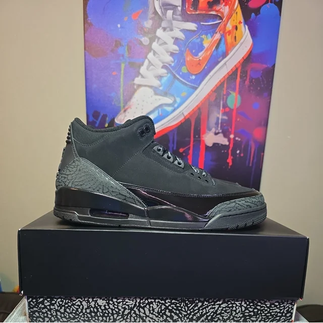 Ni - ke Ni - ke Air Jordan Retro 3 Black Cat 2025 CT8532-001 Men's Size 12 New In Box