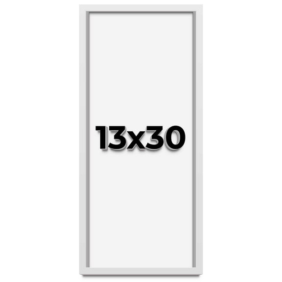 13x30 Shadow Box Frame White | 1 Inches Deep Real Wood Contemporary Shadowbox Display Frame | UV