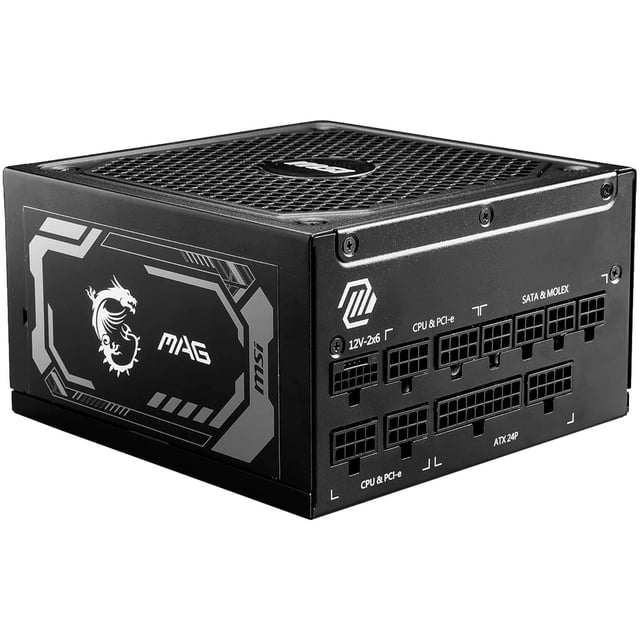 Fuente de Poder PC 1250W Gamer MSI MAG A1250GL PCIE5 80 Plus Gold Modular Negro