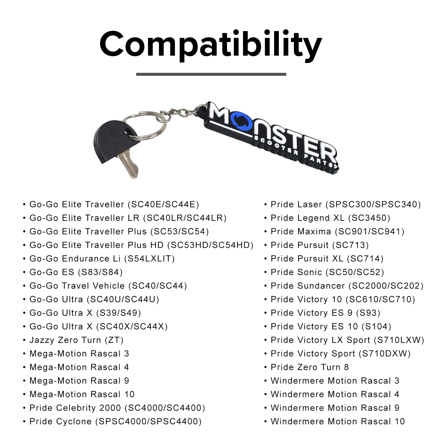 AlveyTech Standard Key for Go-Go and Pride Mobility Scooters