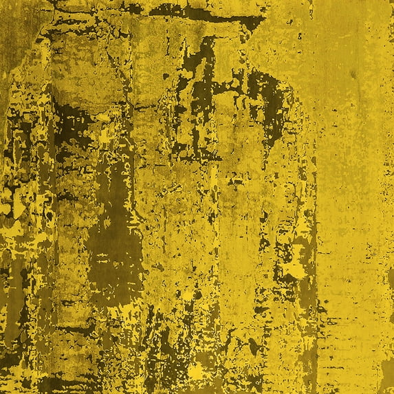 Ahgly Company Machine Washable Indoor Square Oriental Yellow Industrial Area Rugs, 6' Square