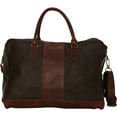 thumbnail image 1 of SHARO Classic Leather Beautiful Two-Tone Leather Duffle Carry On Weekender with Shoulder Strap, 1 of 5