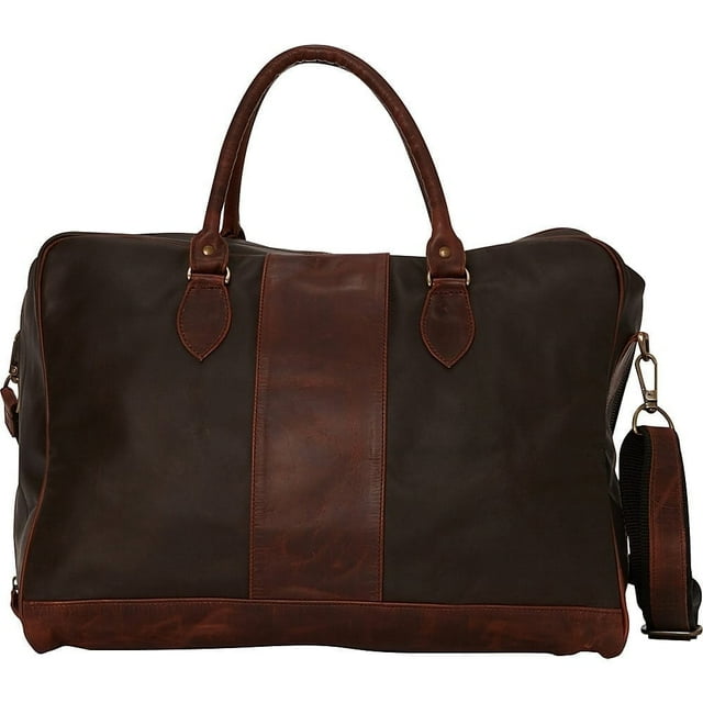 SHARO Classic Leather Beautiful Two-Tone Leather Duffle Carry On Weekender with Shoulder Strap