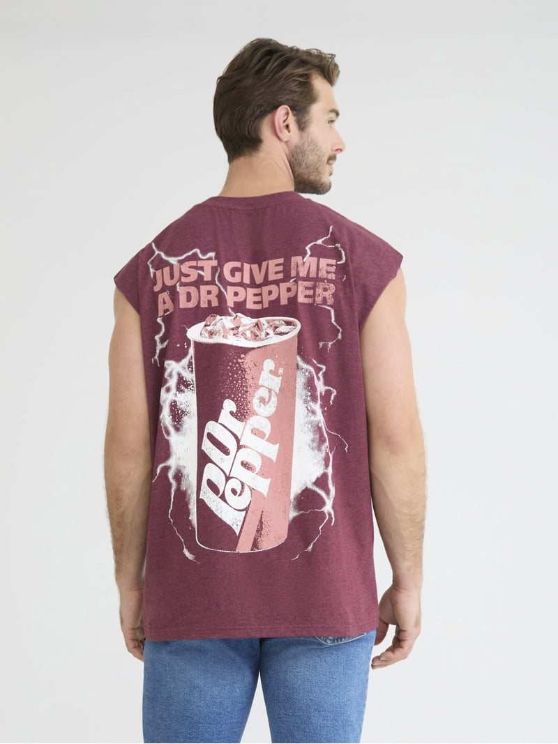 Dr Pepper Men's and Big Men's Graphic Print Muscle Tank Top, Sizes