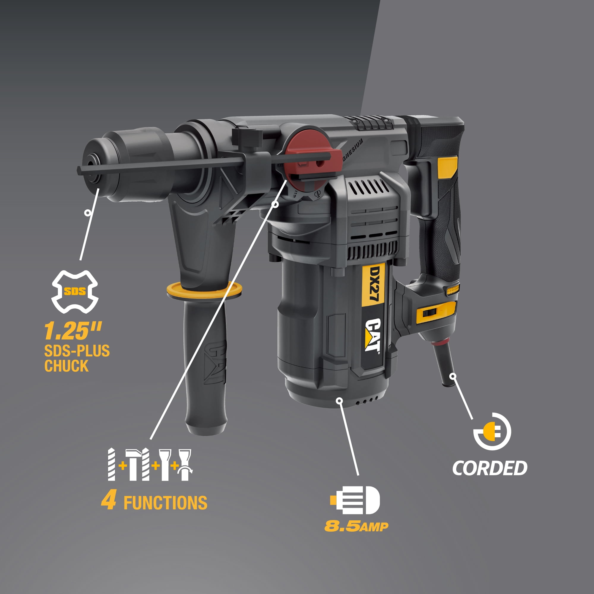 Caterpillar Cat® DX27U 1-1/4” SDS-Plus Rotary Hammer Drill 12.5-AMP