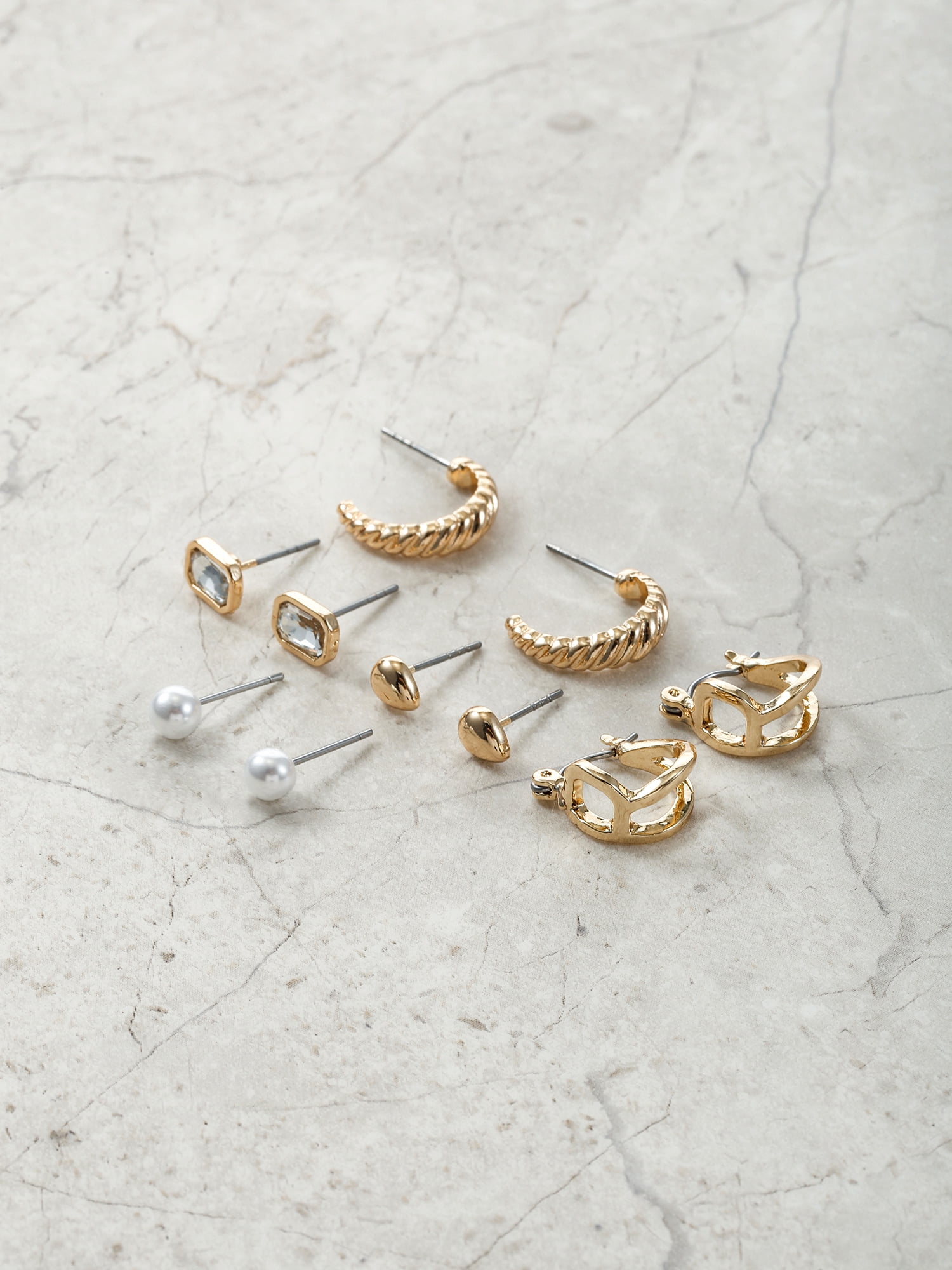 Time and Tru Goldtone Multi Earring Set, 5 Pairs, Initial R