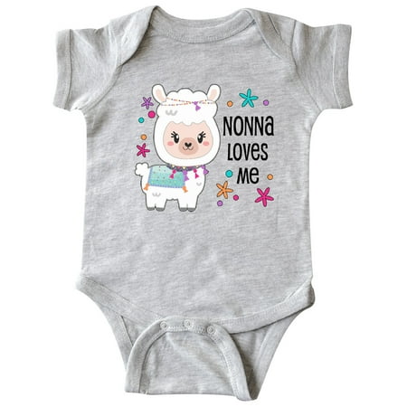 

Inktastic Nonna Loves Me- cute and happy llama Gift Baby Boy or Baby Girl Bodysuit