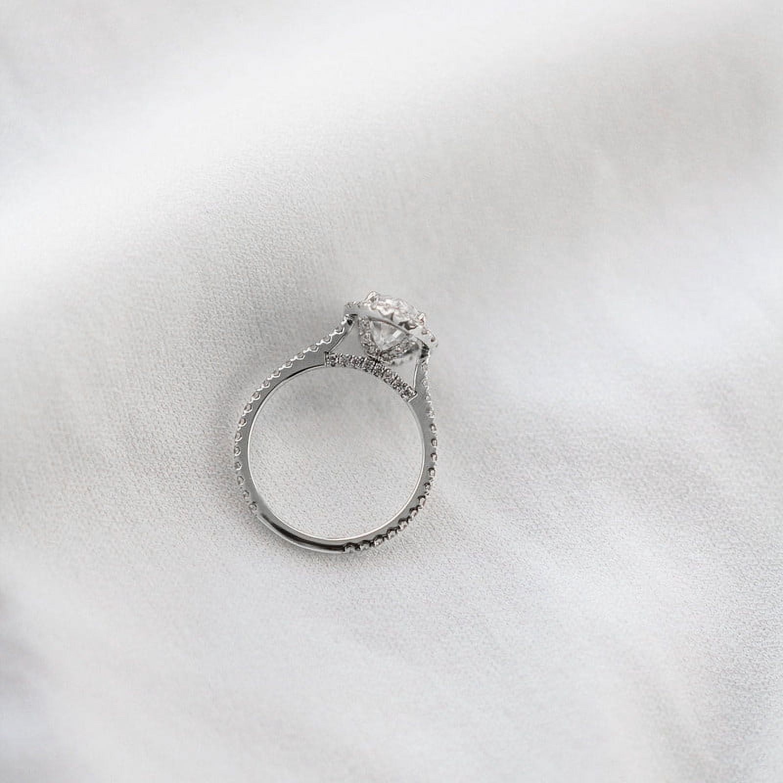 solitaire jewels 1.5CT Marquise Moissanite Halo Engagement Ring For Women, 10K White Gold