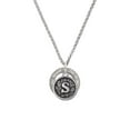 thumbnail image 1 of Silvertone Antiqued Round Seal - Initial - S - Joy to the World Affirmation Ring Necklace, 1 of 2