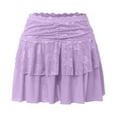 thumbnail image 4 of RUTAYY Women Lace Mini Skirts Cute Low Wasit Ruffled Half Skirt Fairy Layered Flowy Short Skirts E Girl Streetwear Solid Color Smocked Boho Pleated Skirts, 4 of 8