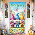 thumbnail image 1 of Noehoiugi Hello Spring Door Cover 71X35 Inches Spring Door Banner Gnome Flower Bouquet Welcome Spring Porch Sign Decorative Background Banner For Front Door And Porch, 1 of 7