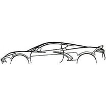 Large Corvette Silhouette Metal Wall Art - Unique American Sport Car Wall Decor, Corvette Sign, American Sport Car, Wall Art Art Indoor Outdoor Wall Hanging, Gift for Boyfriend (A,15.74x3.93inch)