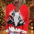 thumbnail image 2 of Christmas Cardigan Sweaters for Women Oversized Casual Xmas Tree Snowflake Print Lightweight Button Knit Cardigan Sweater Open Front Long Sleeve Cozy Trendy Fall Women's Sweaters Vermilion 5XL, 2 of 6