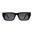 thumbnail image 2 of Womens Rectangle Mod Thick Arm Plastic Minimal Sunglasses All Black, 2 of 5