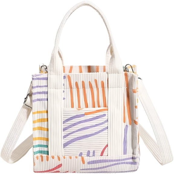 AOMRCOL Corduroy Tote Bag Small Satchel Bag for Women Crossbody Bag Purse with Zipper Casual Handbag