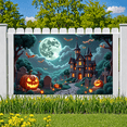 thumbnail image 3 of Gothic Design Halloween Banner Spooky Castle Jack O Lantern Decorative Spooky Scene Pumpkin for Halloween Party Yard Decor, 3 of 9