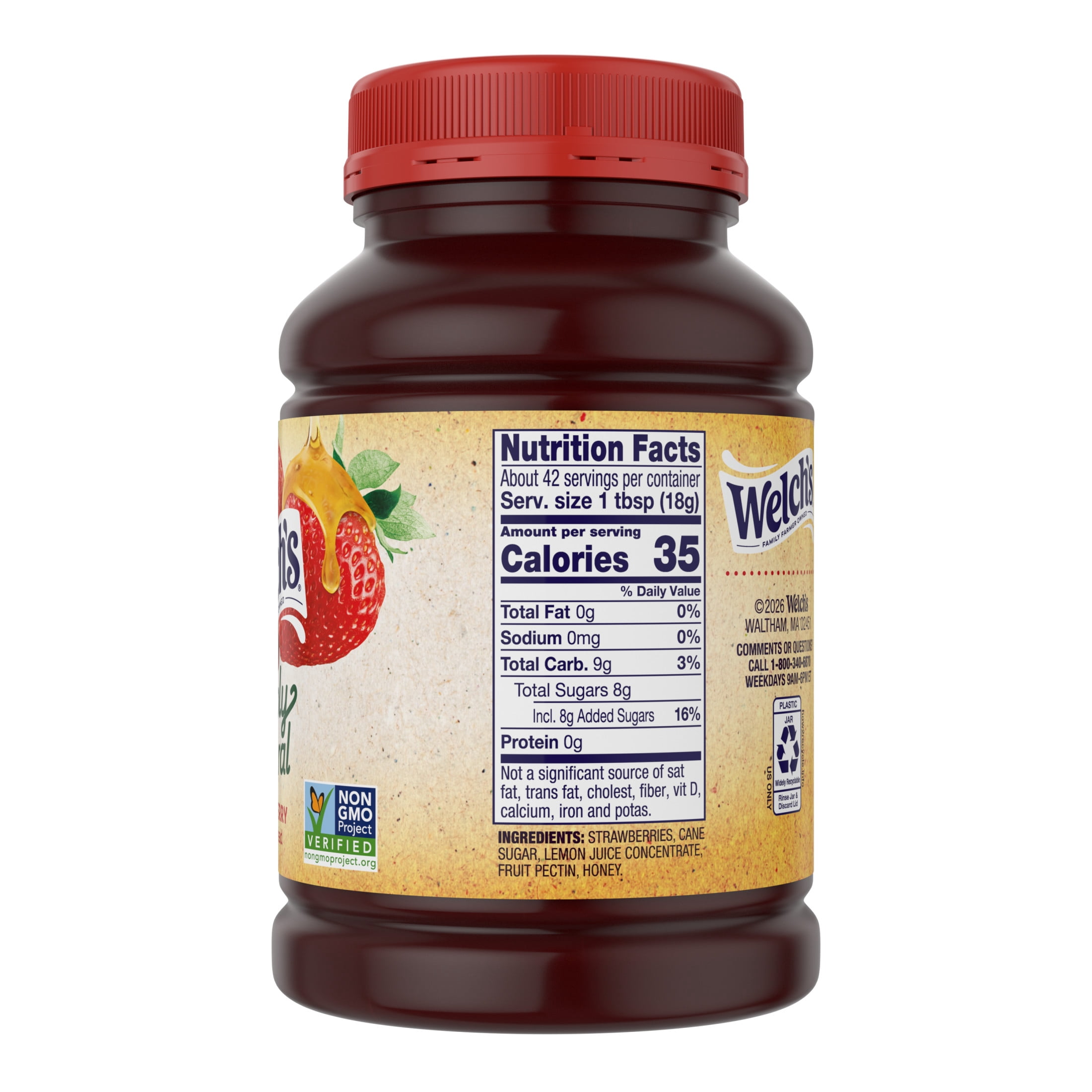 Welch's Simply Natural Strawberry Spread, 27 oz Jar