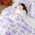 thumbnail image 3 of Erosebridal Teens Romantic Roses Bowtie Bedding Comforter Set 7 Pieces,Girls Purple Floral Bow Knot Full Bedding Set,Microfiber Bedroom Decor, 3 of 6